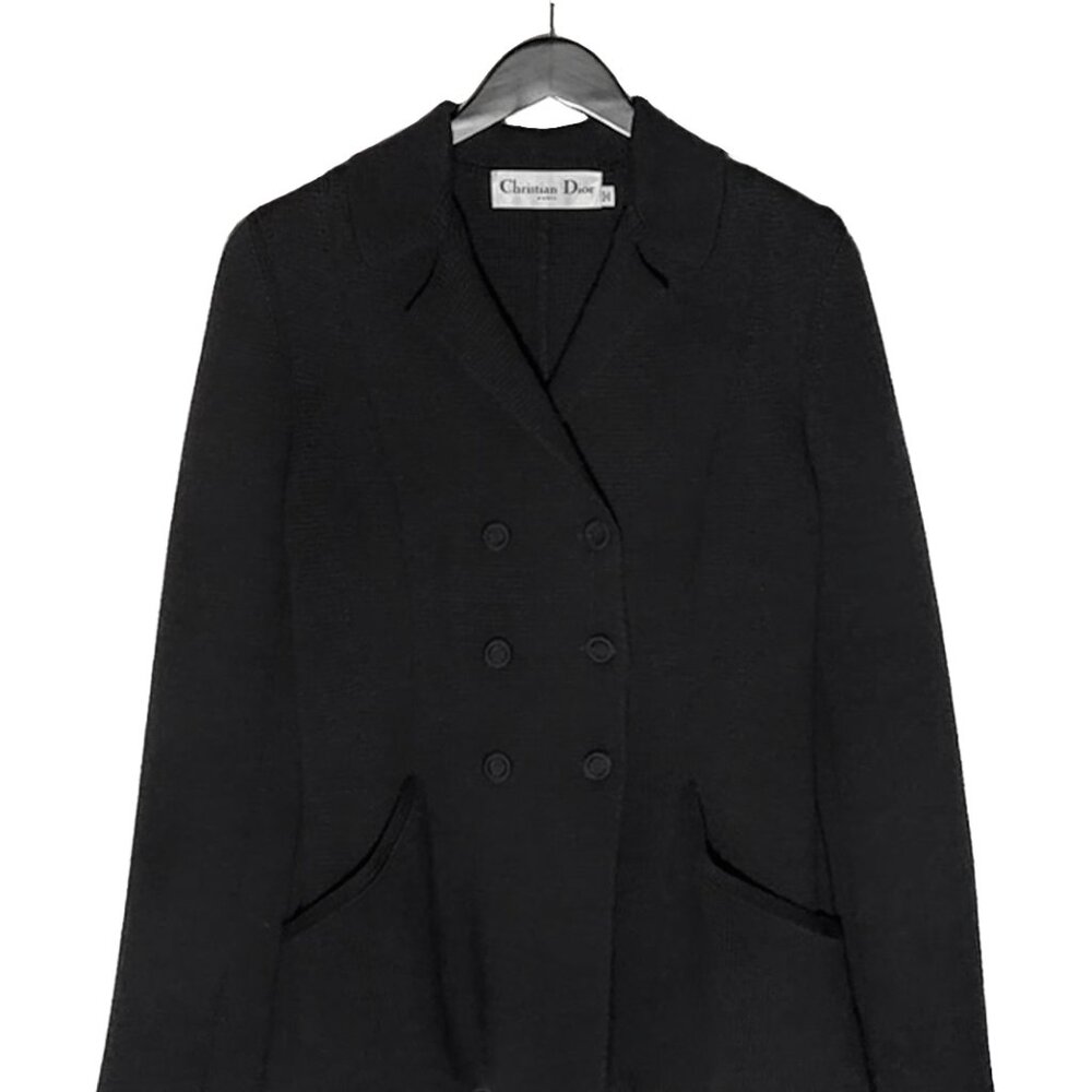 Dior 30 Montaigne Bar Black Wool Doublebreasted Knit Blazer Jacket